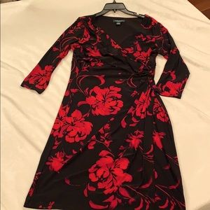 Deep V-neckline, faux wrap knit by Ralph Lauren